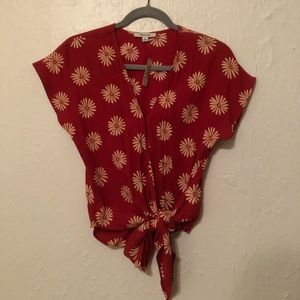 Madewell Red daisy blouse ca